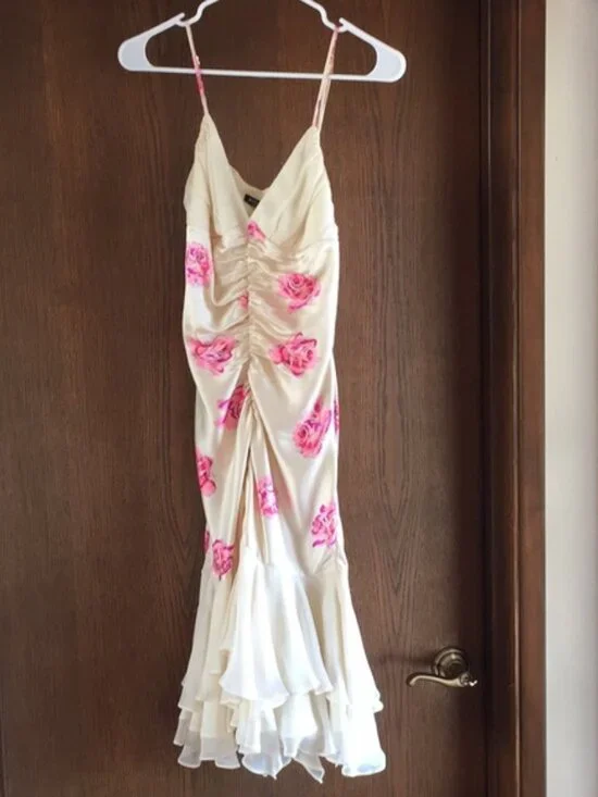 Vintage Betsey Johnson SILK floral mermaid dress - Picture 2 of 6